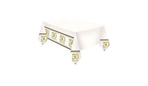 Picture of GOLD 50TH ANNIVERSARY PLASTIC TABLECOVER